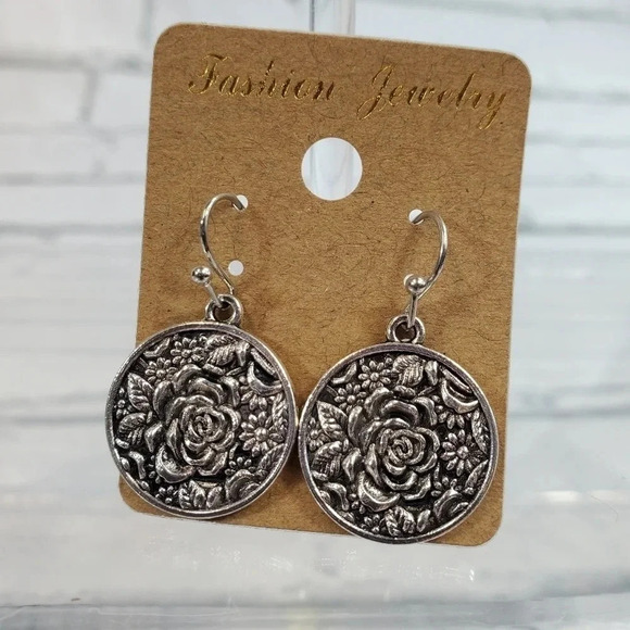 Rose Medallion Earrings - Picture 5 of 8